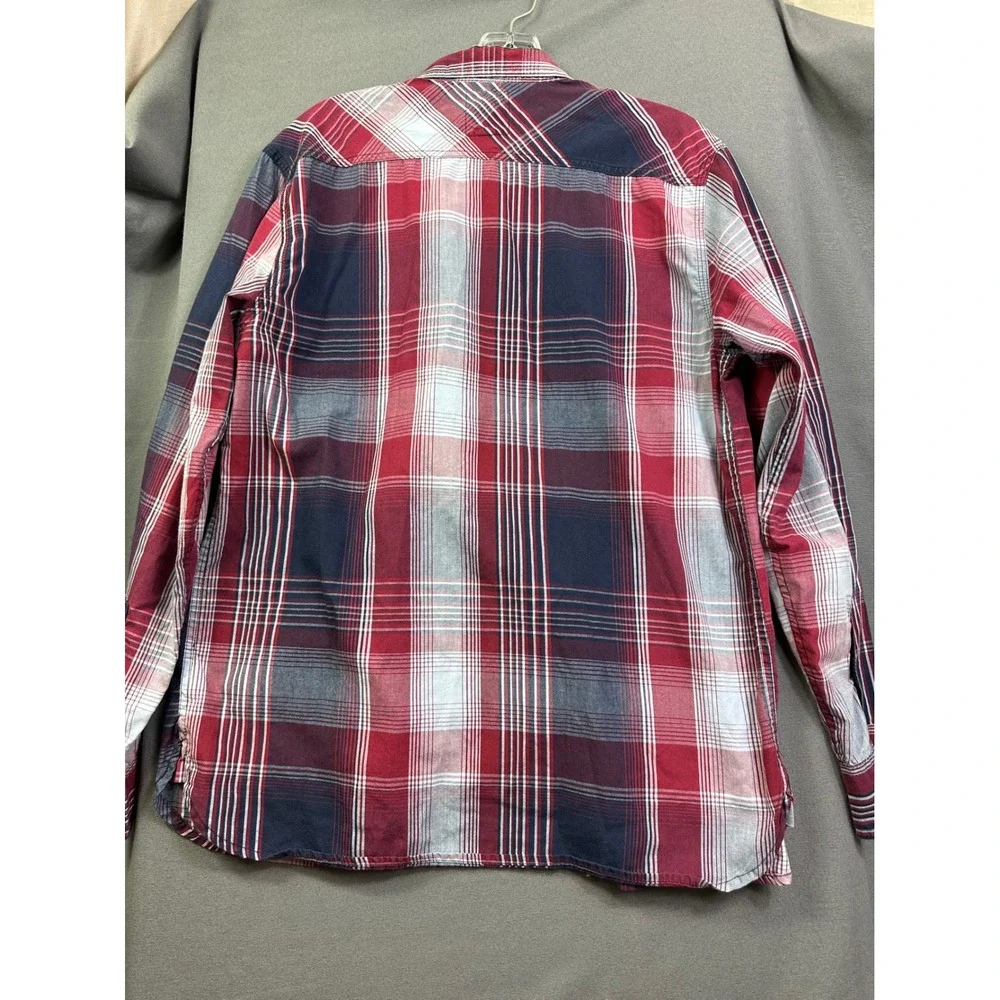 Levi's Men's Red Navy Blue Plaid Long Sleeve Button Down Shirt Size M 3LYLW5172‎
